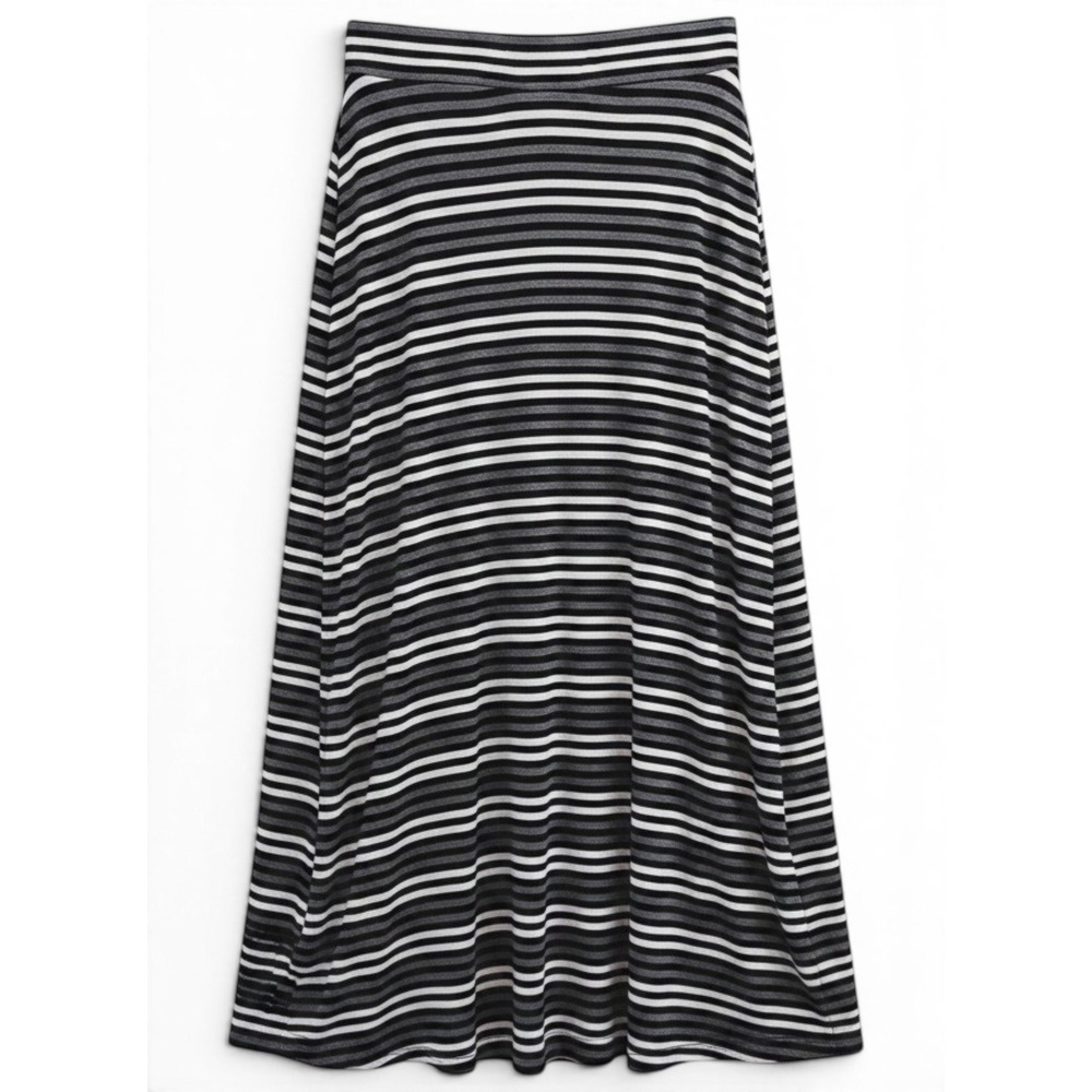 Style & Co Striped Maxi Skirt Women L Beachy Coastal Casual Preppy Stretch Knit